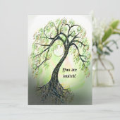 Etheral Green Tree of Life Invitation Kaart (Staand voorkant)