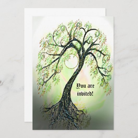 Etheral Green Tree of Life Invitation Kaart (Voorkant / Achterkant)