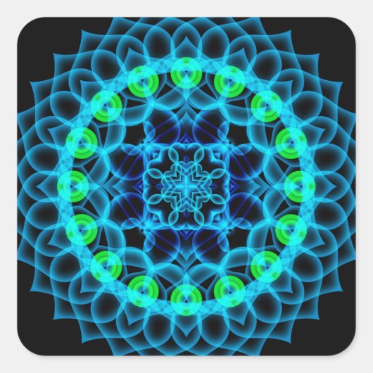 Etheral Lotus Mandala Vierkante Sticker (Voorkant)