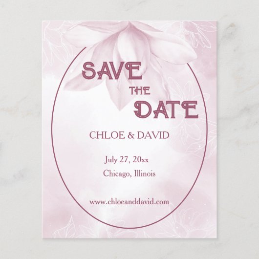 Etheral Magnolia Budget Wedding Save the Date Flyer (Voorkant)
