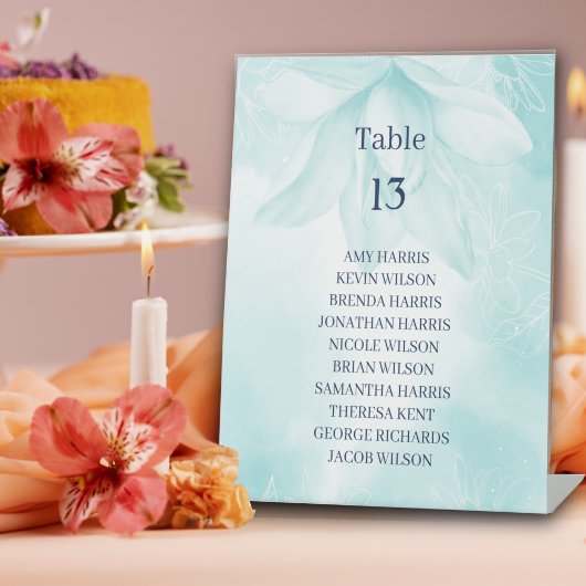 Etheral Magnolia Flower, Wedtable Table Number Reclamebord Met Voetstuk