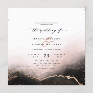 Etheral Mist Ombre Blush Luxury Square Wedding Kaart