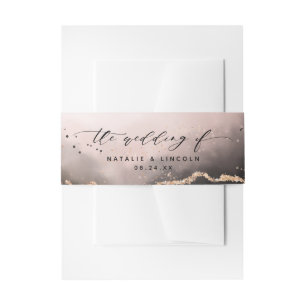 Etheral Mist Ombre Blush Pink Wedding Monogram Uitnodigingen Wikkel