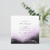 Etheral Mist Ombre Violet Luxury Square Wedding Kaart (Staand voorkant)