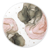 Etheral Moody Pink Black Gold Inky Fantasy Glam Keramische Knop (Voorkant)