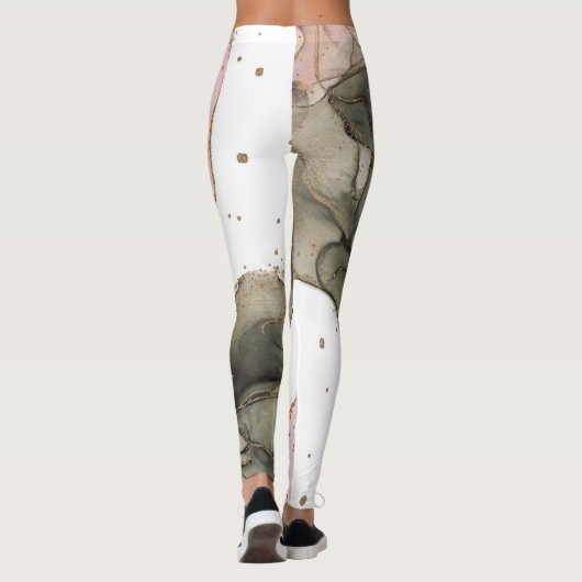 Etheral Moody Pink Black Gold Inky Fantasy Glam Leggings (Achterkant)