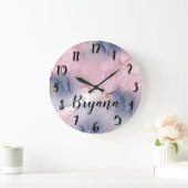 Etheral Periwinkle Pink & Gold Inky Fantasy Glam Grote Klok (Huis)