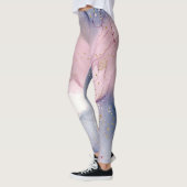 Etheral Periwinkle Pink & Gold Inky Fantasy Glam Leggings (Links)