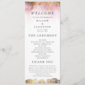 Etheral Pink-Waterverf en Gold Wedding-ceremonie Programma (Voorkant)