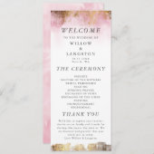 Etheral Pink-Waterverf en Gold Wedding-ceremonie Programma (Voorkant / Achterkant)