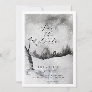 Etheral Snowy Forest Winter Wedding Save The Date