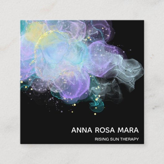 *~* Etherale AP46 Gold Glitter Logo Abstract QR Vierkante Visitekaartje (Voorkant)