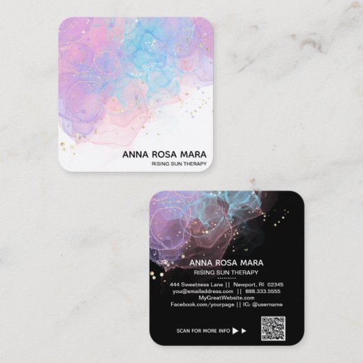 *~* Etherale AP46 Magische Glitter Abstracte QR Lo Vierkante Visitekaartje (Voorkant / Achterkant)