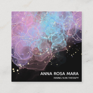 *~* Etherale AP46 Magische Glitter Logo Abstracte  Vierkante Visitekaartje