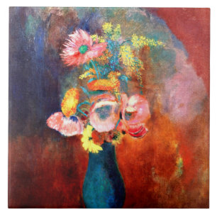 Etherale bloem, schilderij van Odilon Redon Tegeltje