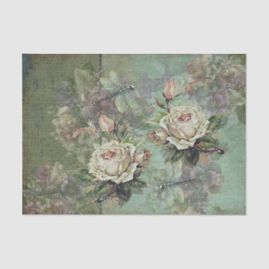 Etherale Rozen, Paarse pansieën en insecten Tissuepapier (Voorkant)