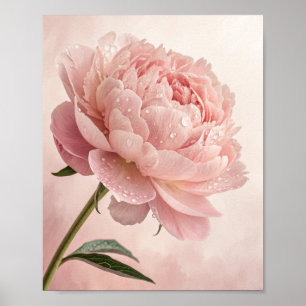 Ethereal Bloom: een close-up portret van een dauwg Poster