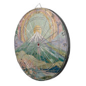 Ethereal Bloom: Pastel Mosaic Volcano in Spring Dartbord (Voorkant Rechts)