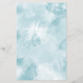 Ethereal Blue Watercolor Gold Mariage Diner Menu (Dos)