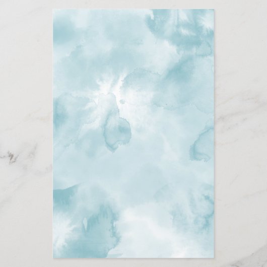 Ethereal Blue Watercolor Gold Mariage Diner Menu (Dos)