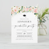 Ethereal Blush Rose Roses Graduation Invitation (Debout devant)