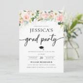 Ethereal Blush Rose Roses Graduation Invitation (Debout devant)