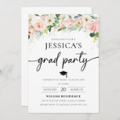 Ethereal Blush Rose Roses Graduation Invitation (Devant / Derrière)
