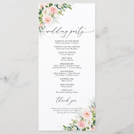 Ethereal Blush Wedding Programme (Dos)