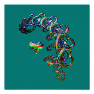 Ethereal Cascade de Coeurs Glossy Poster