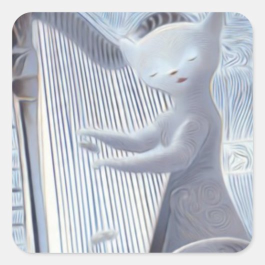 Ethereal Cat Harp – Sticker (Devant)