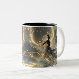 Ethereal Dance Of Light, Enchanting Art, Gift for Tweekleurige Koffiemok