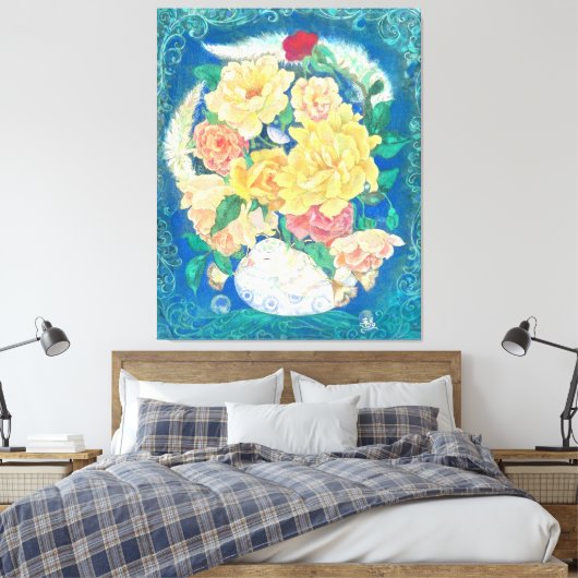 Ethereal Dove Bloom Canvas Afdruk (Insitu (Slaapkamer))