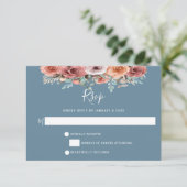 Ethereal Dusty Blue, Blush et Peach Floral RSVP (Debout devant)