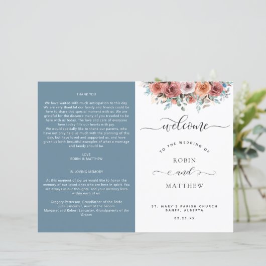 Ethereal Dusty Blue, programme de mariage floral (Debout devant)