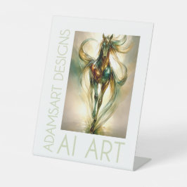 Ethereal Emerald Stallion Luminous Abstract Horse  Reclamebord Met Voetstuk