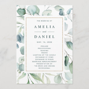 Ethereal Eucalyptus Gold Programme de mariage vert