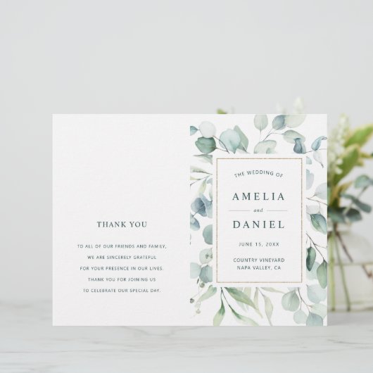 Ethereal Eucalyptus Green Mariage programme de cér (Debout devant)