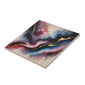 Ethereal Flow – Elegant Abstract Art Ceramic Tile Tegeltje (Zijkant)