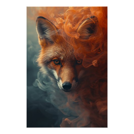 Ethereal Fox in Smoke & Mist – Mystical Poster Perfect Poster (Voorkant)