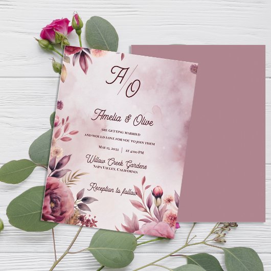 Ethereal Mauve Romantic Luxury Wedding Invitation