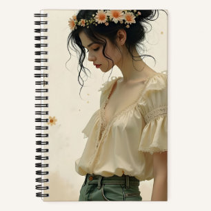 Ethereal Meisje met Vlinders in de Natuur Notitieboek