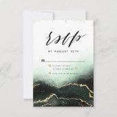 Ethereal Mist Ombre Emerald Watercolor Moody RSVP (Devant)