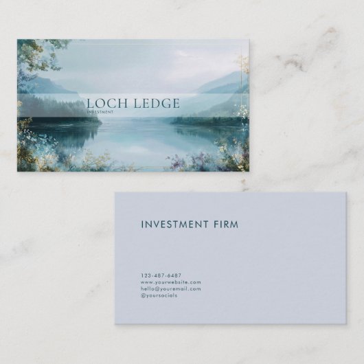 Ethereal Misty Fjord Landscape Gold Frame Serene Visitekaartje (Voorkant / Achterkant)