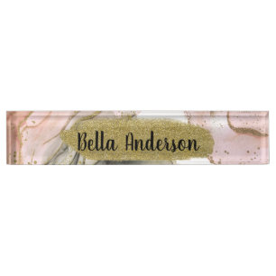 Ethereal Moody Roze Zwart Goud Inktachtige Glam Bu Naambordje