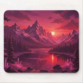 Ethereal Mountain Sunset Mouse Pad - Pink Crystal  Muismat