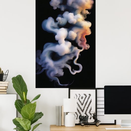 Ethereal Mystical Smoke Poster d'art Abstrait (Bureau à domicile)