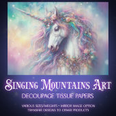 Ethereal Rainbow Unicorn Portrait Decoupage  Tissuepapier