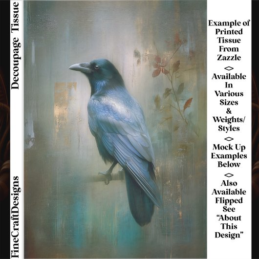 Ethereal Raven, Textured Background EQ8L Decoupage Tissuepapier