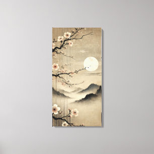 Ethereal Sakura Moon - Wabi-Sabi Japanse Kunst Canvas Afdruk