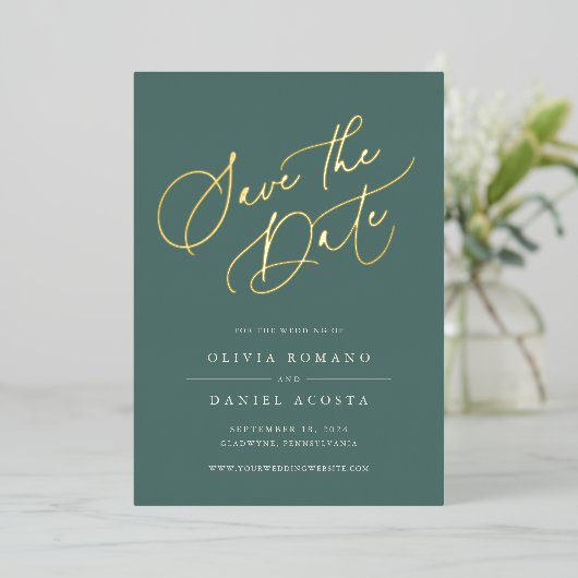 Ethereal Script Foil Enregistrer la carte Date (Debout devant)